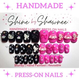 Handmade Luxury Press-On Nails | Sturdy & Reusable | HELLO KITTY & Friends